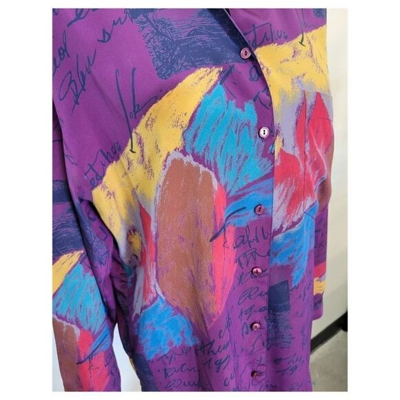 Vintage 1980's Loubella California Silky Abstract Blouse - Picture 9 of 9